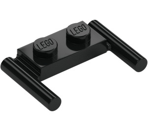 LEGO Negro Placa 1 x 2 con Asas (Mangos bajos) (3839)