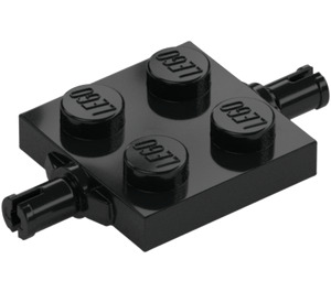 LEGO Negro Placa 2 x 2 con Dos Rueda Holders (4600 / 67687)