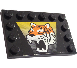 LEGO Loseta 4 x 6 con Tachuelas en 3 Edges con Tigre Modelo Pegatina (6180)