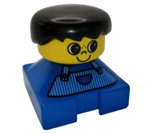 LEGO Azul 2x2 Duplo Base Ladrillo Figura - Striped Mono, Amarillo Cabeza, Negro Pelo Figura Duplo