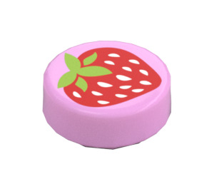 LEGO Rosa brillante Plana 1 x 1 Circular con Strawberry (15826 / 98138)