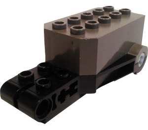 LEGO Pullback Motor 9 x 4 x 2 1/3 con base negra, agujeros de eje blancos y espigas en la superficie superior delantera (32283)