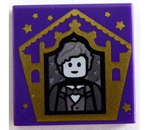 LEGO Morado oscuro Plana 2 x 2 con Chocolate Rana Carta Newt Scamander con ranura (3068)