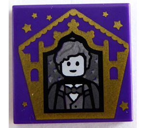 LEGO Morado oscuro Loseta 2 x 2 con Chocolate Rana Card Newt Scamander con ranura (3068)
