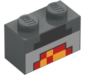 LEGO Ladrillo 1 x 2 con Minecraft Negro, Rojo, y Amarillo Blocks con tubo inferior (3004 / 37228)