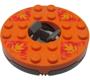 LEGO Gris piedra oscuro Ninjago Spinner con Bright Luz Naranja Faces y Rojo Flames (92547)