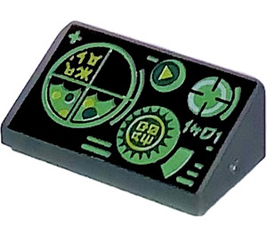 LEGO Gris piedra oscuro Con pendiente 1 x 2 (31°) con Verde Gauges y Radar Screen en Negro Background (34241 / 85984)