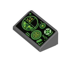 LEGO Pendiente 1 x 2 (31°) con Green Gauges y Radar Screen en Negro Background (34241 / 85984)