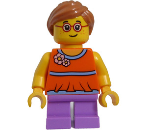 LEGO Girl en Naranja Shirt Minifigura