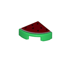 LEGO Verde Plana 1 x 1 Cuarto Círculo con Rojo Watermelon Slice (25269 / 26485)