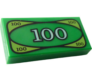 LEGO Verde Plana 1 x 2 con 100 Cash con ranura (3069bpx7 / 82317)