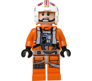 LEGO Luke Skywalker con Piloto Atuendo con Printed Piernas y Visera Abajo / Arriba con Askew Frontal Panel Minifigura