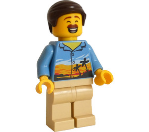 LEGO Hombre en Hawaiian Camisa con Dark Marrón Pelo Minifigura