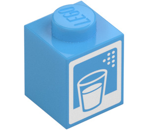 LEGO Ladrillo 1 x 1 con Milk Carton Label (Vaso de leche) (3005 / 73783)