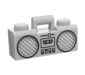 LEGO Gris piedra medio Radio con Negro Trim y Cassette (25202 / 93221)