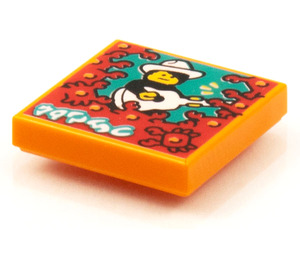 LEGO Naranja Plana 2 x 2 con Cangrejo Attack print con ranura (3068)