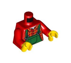 LEGO Plaid Shirt con Green Stitched Overalls Bib Torso (973 / 76382)