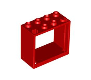 LEGO rojo Ventana 2 x 4 x 3 con agujeros cuadrados (60598)