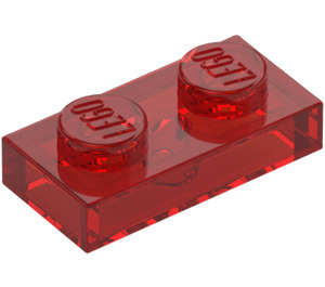 LEGO Rojo transparente Placa 1 x 2 (3023 / 28653)