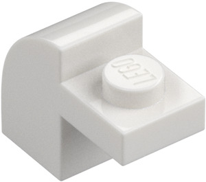 LEGO Blanco Con pendiente 1 x 2 x 1.3 Curvo con Placa (6091 / 32807)