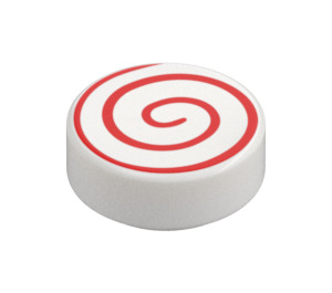 LEGO Blanco Plana 1 x 1 Circular con Rojo Swirl (14184 / 100797)