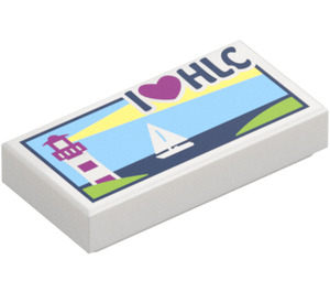 LEGO Blanco Plana 1 x 2 con I Love HLC Postcard con ranura (3069 / 21213)