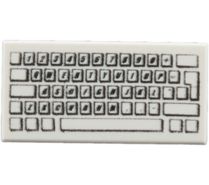 LEGO Blanco Plana 1 x 2 con PC Keyboard Patrón con ranura (46339 / 50311)