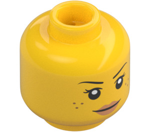 LEGO Doble cara Mujer Cabeza con Freckles y Serious Expression / Ancho Open Smile (Espiga sólida hueca) (3626 / 68335)