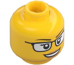 LEGO Amarillo Mujer Cabeza con Gafas y open Smile (Espiga sólida hueca) (3626 / 26880)