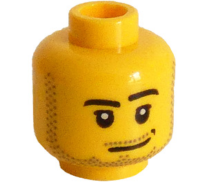 LEGO Amarillo Minifigura Cabeza con Smirk y Barba corta Barba (Espiga de seguridad) (14070 / 51523)