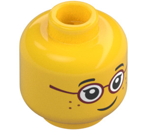 LEGO Amarillo Rojo Gafas Minifigura Cabeza (Espiga sólida hueca) (3626 / 26882)