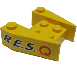 LEGO Cuña 3 x 4 con Negro 'R.E.S.' y Rojo 'Q' Pegatina sin muescas de espiga (2399)