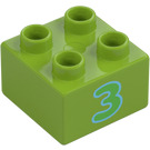 Duplo Ladrillo 2 x 2 con Verde '3' (3437 / 15962)