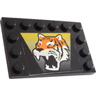 LEGO Loseta 4 x 6 con Tachuelas en 3 Edges con Tigre Modelo Pegatina (6180)