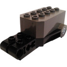 LEGO Pullback Motor 9 x 4 x 2 1/3 con base negra, agujeros de eje blancos y espigas en la superficie superior delantera (32283)