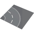 LEGO Plato Base 32 x 32 Road 6-Stud Curve con blanco Dashed Lines (44342 / 54203)