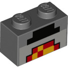 LEGO Ladrillo 1 x 2 con Minecraft Negro, rojo, y Amarillo Blocks con tubo inferior (3004 / 37228)