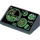 LEGO Con pendiente 1 x 2 (31°) con Verde Gauges y Radar Screen en Negro Background (34241 / 85984)