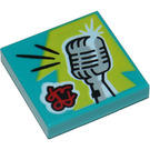 LEGO Loseta 2 x 2 con BeatBit Album Cover - Vintage Microphone con ranura (3068)