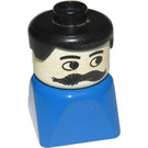 LEGO Duplo Hombre en Azul Base, Negro Pelo, bigote Figura Duplo