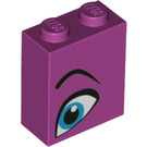 LEGO Ladrillo 1 x 2 x 2 con Azul Eye Izquierda con soporte interior (3245 / 52086)