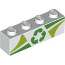 LEGO Ladrillo 1 x 4 con Recycling logo (3010 / 65871)