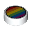 LEGO Plana 1 x 1 Circular con Six Rainbow Rayas (35380 / 68350)