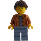 LEGO Mujer con Open Chaqueta y Dark Marrón  Coleta Minifigura