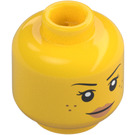 LEGO Doble cara Mujer Cabeza con Freckles y Serious Expression / Ancho Open Smile (Espiga sólida hueca) (3626 / 68335)