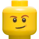 LEGO Minifigure Cabeza con Brown Eyebrows y Lopsided Smile (Perno macizo empotrado - Hoyuelo marrón) (3626 / 19546)