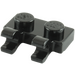 LEGO Negro Plato 1 x 2 con Horizontal Clips (Clips 'O' Abiertos) (49563 / 60470)