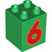 LEGO Verde Duplo Ladrillo 2 x 2 x 2 con '6' (13170 / 31110)