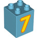 LEGO Azul medio Duplo Ladrillo 2 x 2 x 2 con '7' (28936 / 31110)