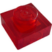 LEGO Rojo transparente Plato 1 x 1 (3024 / 30008)